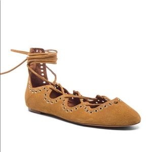 Isabel Marant Leo Eyelet Velvet Flats